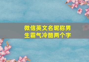 微信英文名昵称男生霸气冷酷两个字