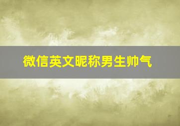 微信英文昵称男生帅气