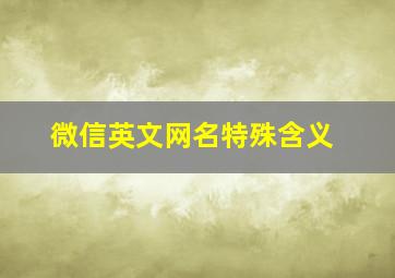 微信英文网名特殊含义