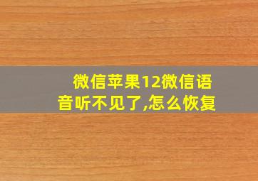 微信苹果12微信语音听不见了,怎么恢复