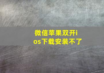 微信苹果双开ios下载安装不了