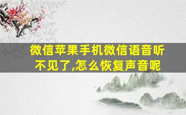 微信苹果手机微信语音听不见了,怎么恢复声音呢