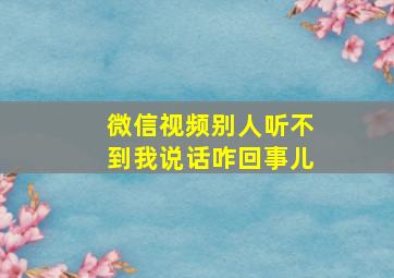 微信视频别人听不到我说话咋回事儿