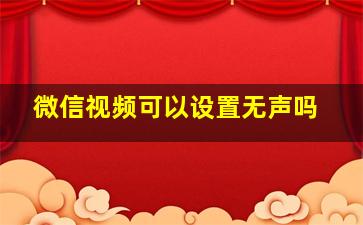 微信视频可以设置无声吗