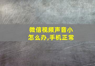 微信视频声音小怎么办,手机正常