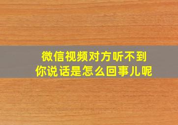 微信视频对方听不到你说话是怎么回事儿呢