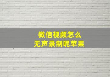 微信视频怎么无声录制呢苹果