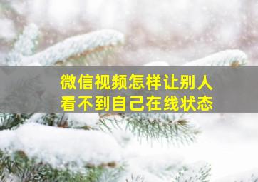 微信视频怎样让别人看不到自己在线状态