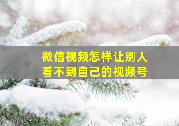 微信视频怎样让别人看不到自己的视频号