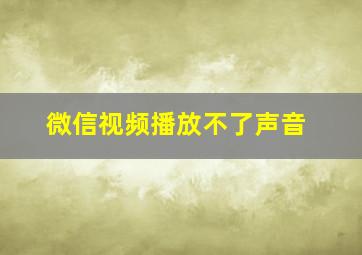 微信视频播放不了声音