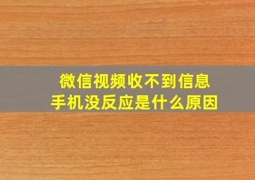 微信视频收不到信息手机没反应是什么原因