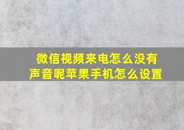 微信视频来电怎么没有声音呢苹果手机怎么设置