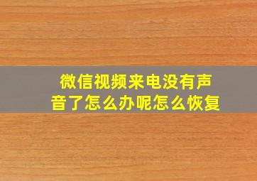 微信视频来电没有声音了怎么办呢怎么恢复