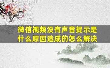 微信视频没有声音提示是什么原因造成的怎么解决