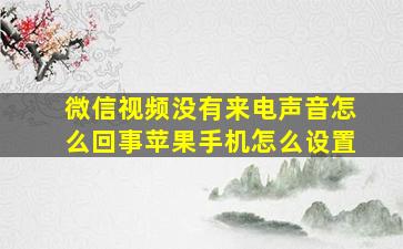 微信视频没有来电声音怎么回事苹果手机怎么设置