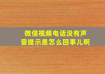 微信视频电话没有声音提示是怎么回事儿啊