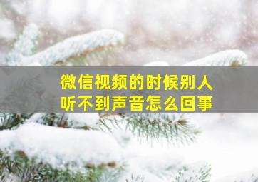 微信视频的时候别人听不到声音怎么回事