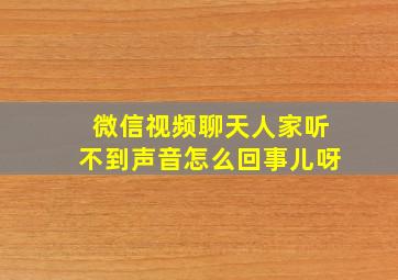 微信视频聊天人家听不到声音怎么回事儿呀