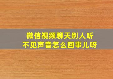 微信视频聊天别人听不见声音怎么回事儿呀