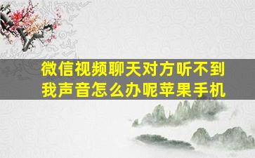 微信视频聊天对方听不到我声音怎么办呢苹果手机