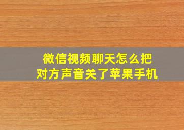 微信视频聊天怎么把对方声音关了苹果手机