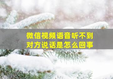 微信视频语音听不到对方说话是怎么回事