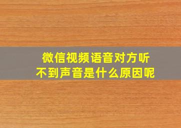 微信视频语音对方听不到声音是什么原因呢