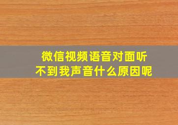 微信视频语音对面听不到我声音什么原因呢