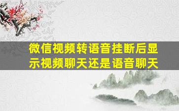 微信视频转语音挂断后显示视频聊天还是语音聊天