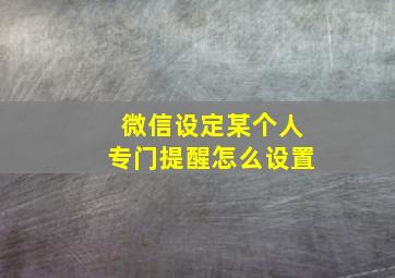 微信设定某个人专门提醒怎么设置