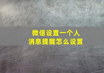 微信设置一个人消息提醒怎么设置