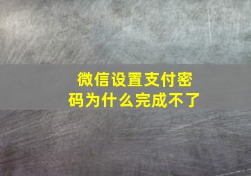 微信设置支付密码为什么完成不了