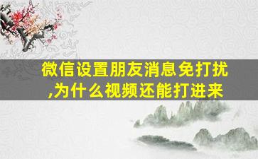 微信设置朋友消息免打扰,为什么视频还能打进来