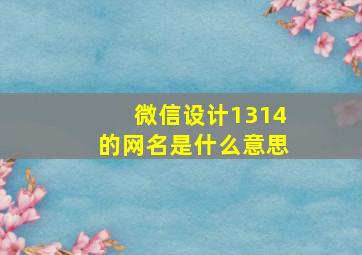 微信设计1314的网名是什么意思