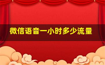 微信语音一小时多少流量