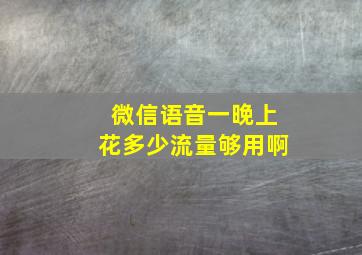 微信语音一晚上花多少流量够用啊