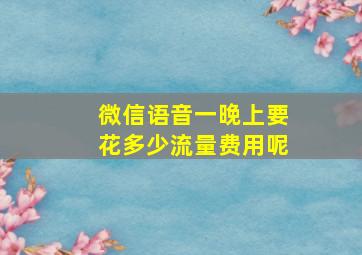 微信语音一晚上要花多少流量费用呢