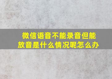 微信语音不能录音但能放音是什么情况呢怎么办