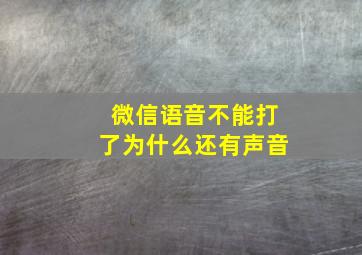 微信语音不能打了为什么还有声音