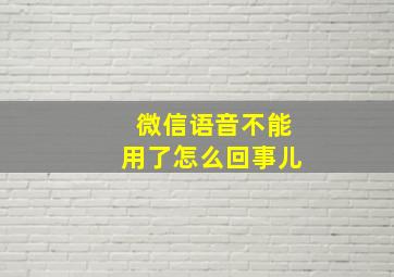 微信语音不能用了怎么回事儿