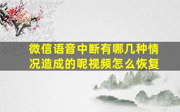 微信语音中断有哪几种情况造成的呢视频怎么恢复