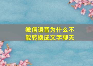 微信语音为什么不能转换成文字聊天