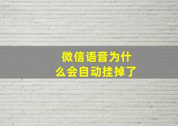 微信语音为什么会自动挂掉了