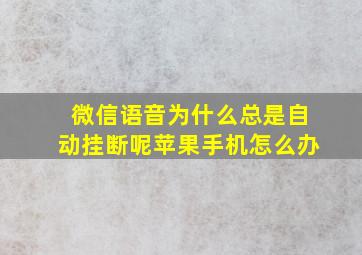 微信语音为什么总是自动挂断呢苹果手机怎么办