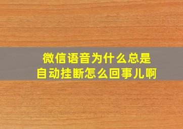 微信语音为什么总是自动挂断怎么回事儿啊