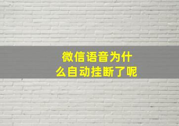 微信语音为什么自动挂断了呢