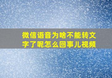 微信语音为啥不能转文字了呢怎么回事儿视频