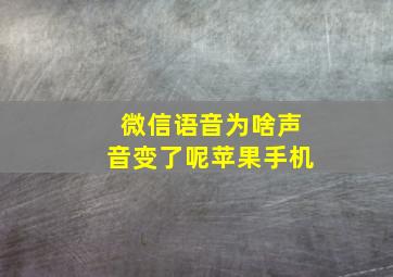 微信语音为啥声音变了呢苹果手机