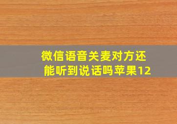 微信语音关麦对方还能听到说话吗苹果12