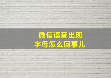 微信语音出现字母怎么回事儿